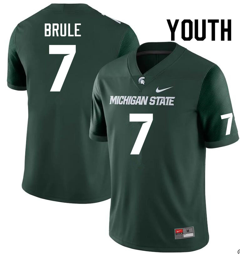 Youth #7 Aaron Brule Michigan State Spartans College Football Jerseys Sale-Green